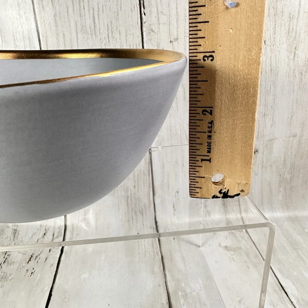 Crate & Barrel Addison Gray Gold Rim 6-3/8